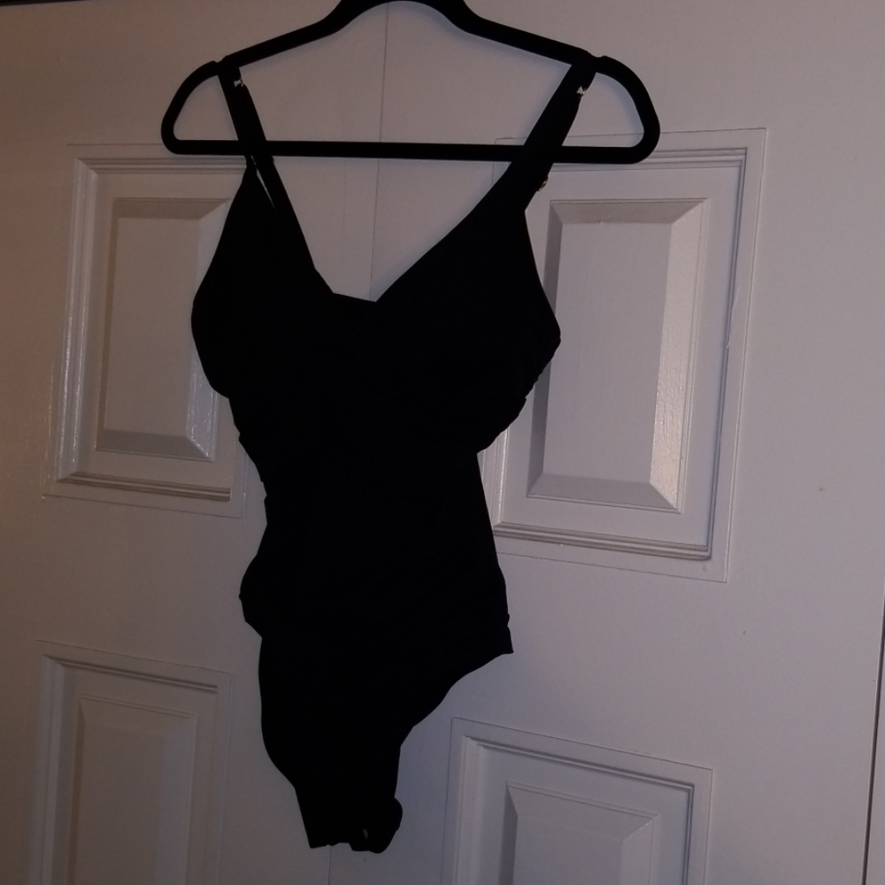TB Black Pearl Wrap-Front One-Piece Swimsuit - Picture 3 of 6